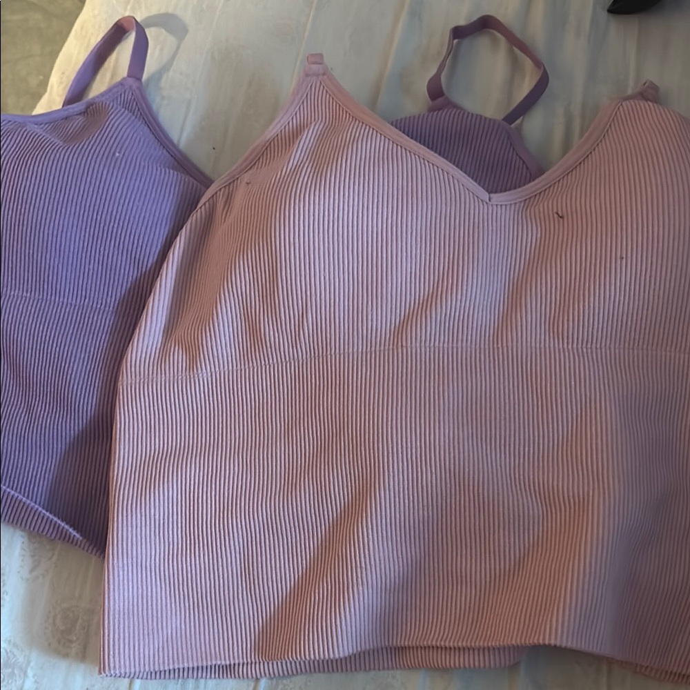 Streetwear Society Purple and Pink Ribbed Tank Tops